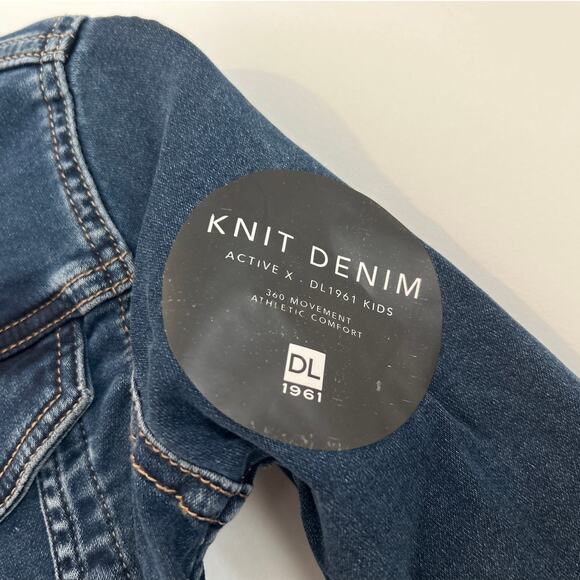 NWT DL1961 Girls Manning Dark Wash Knit Denim Jean Jacket – Girls Size 4/5 - Picture 2 of 7